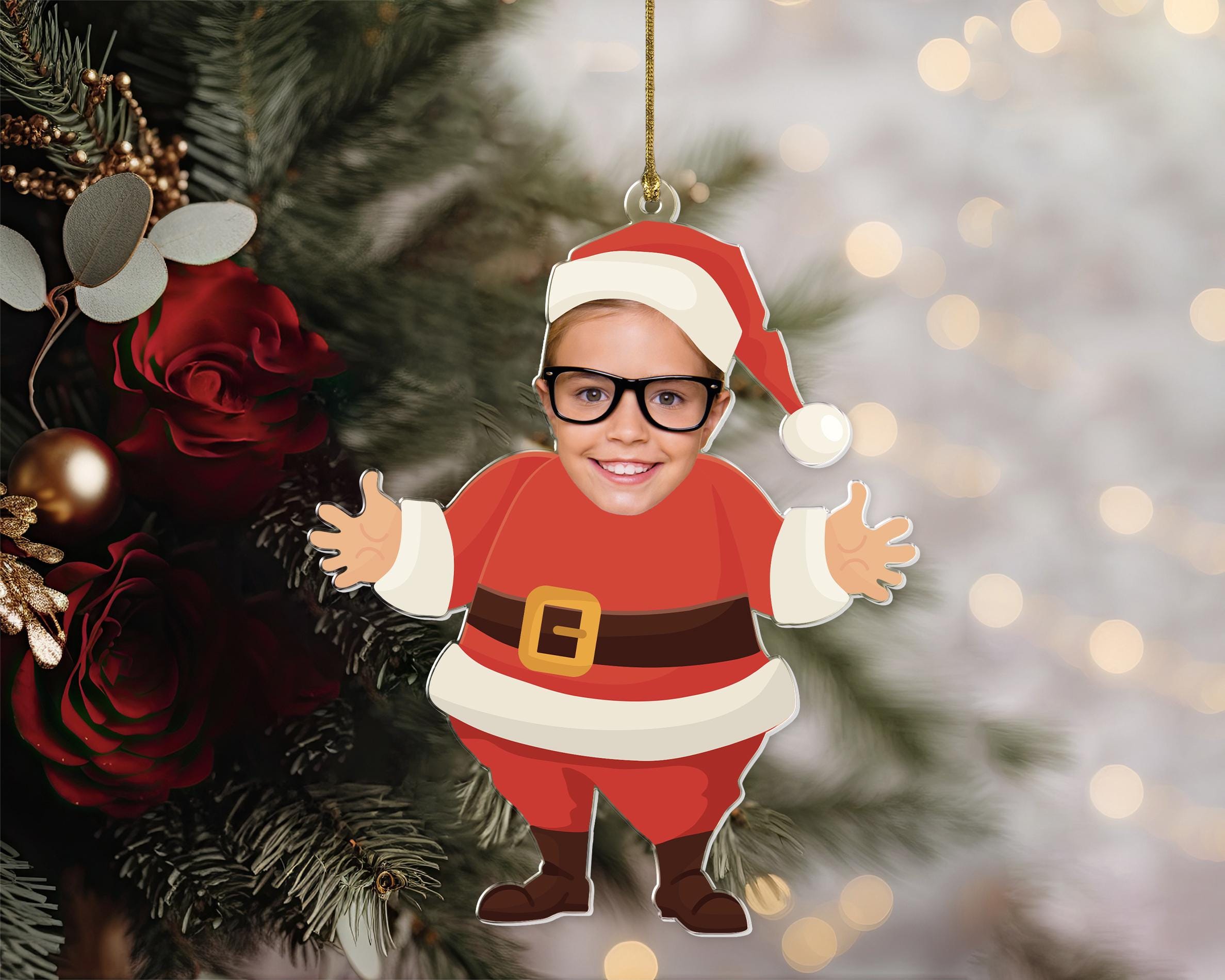 Personalized Kid Photo Ornament, Custom Kids Photo Keepsake, Personalised Santa Baby Photo, Christmas Ornament For Girl, Christmas Gift