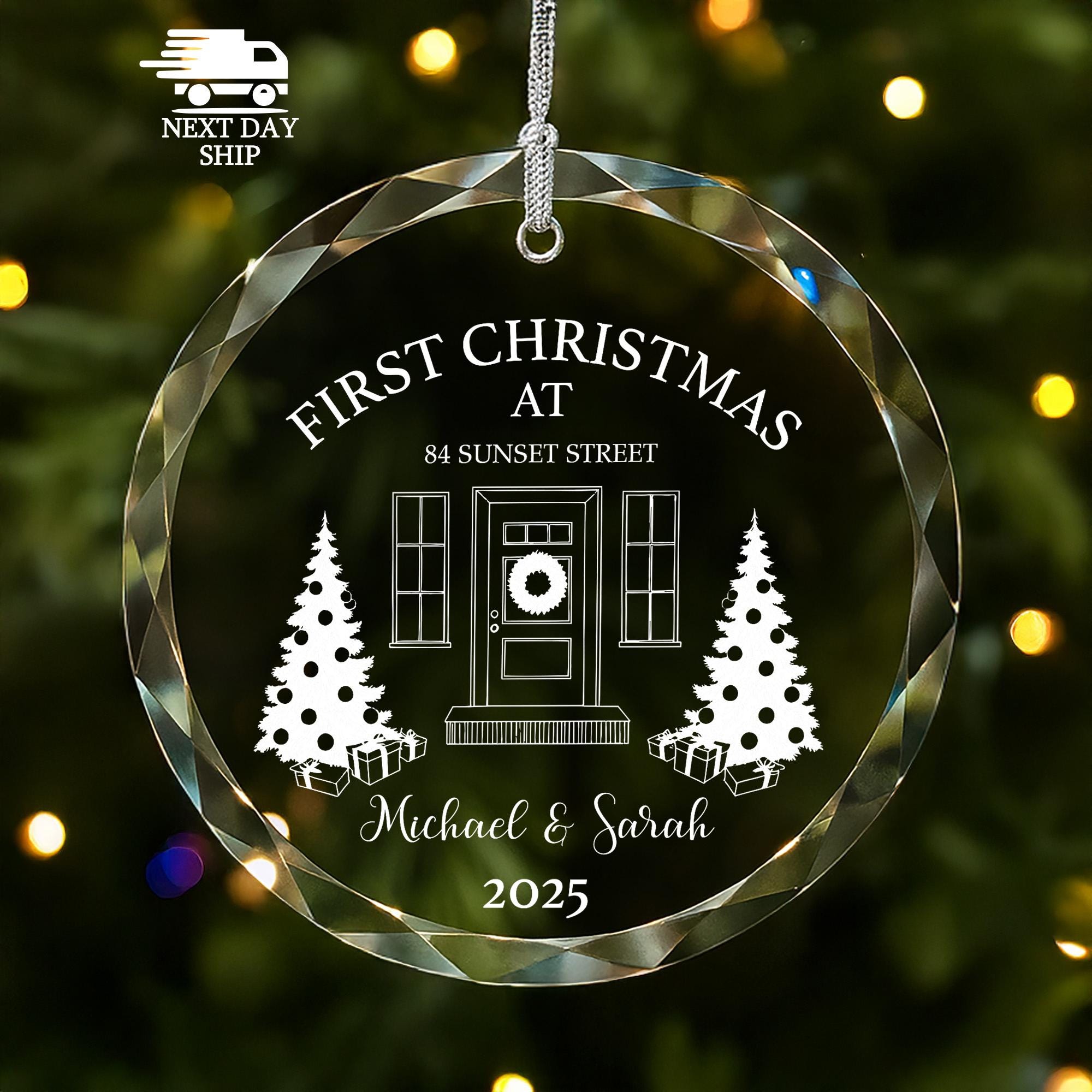 First Christmas At New Home Ornament, Name And Address Ornament, Custom Couple Name Ornament, Gifts for Family, Friend Gifts, Welcome Gift