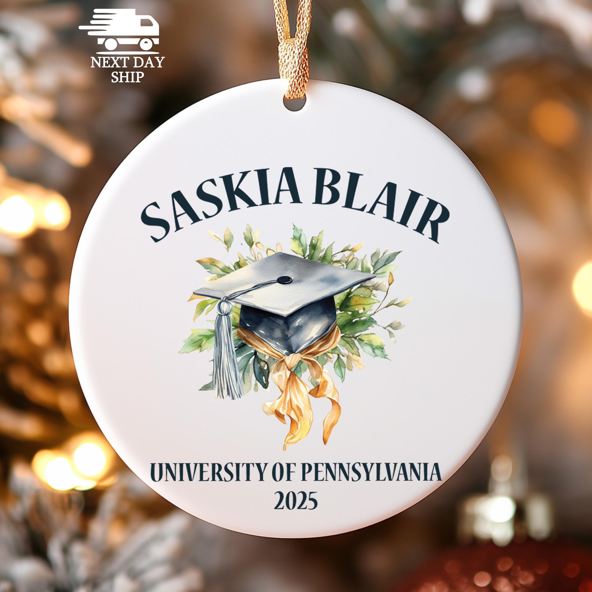 Personalized Graduation Ornament, Custom Graduation Name Gift, Keepsake for Graduating, Masters Degree Gift, University Graduation Gift