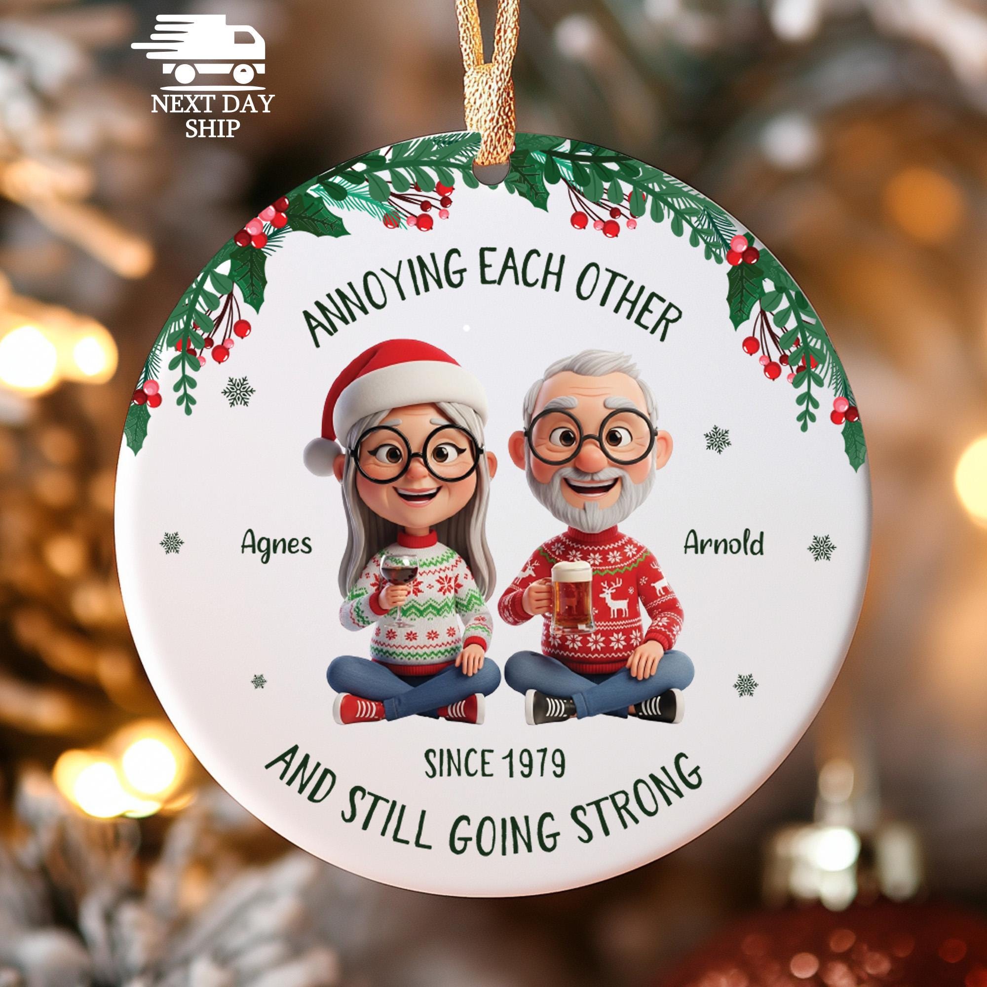 Annoying Each Other And Still Going Strong Ornament, Funny Couple Gift, Personalized Parent Ornament, Custom Name Keepsake for Husband Wife