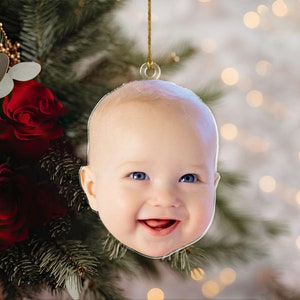Custom Baby Photo Funny Ornament, Personalized Baby Photo Ornament, Baby Photo Keepsake, Gift For Newborn, Baby Face Photo Xmas Ornament