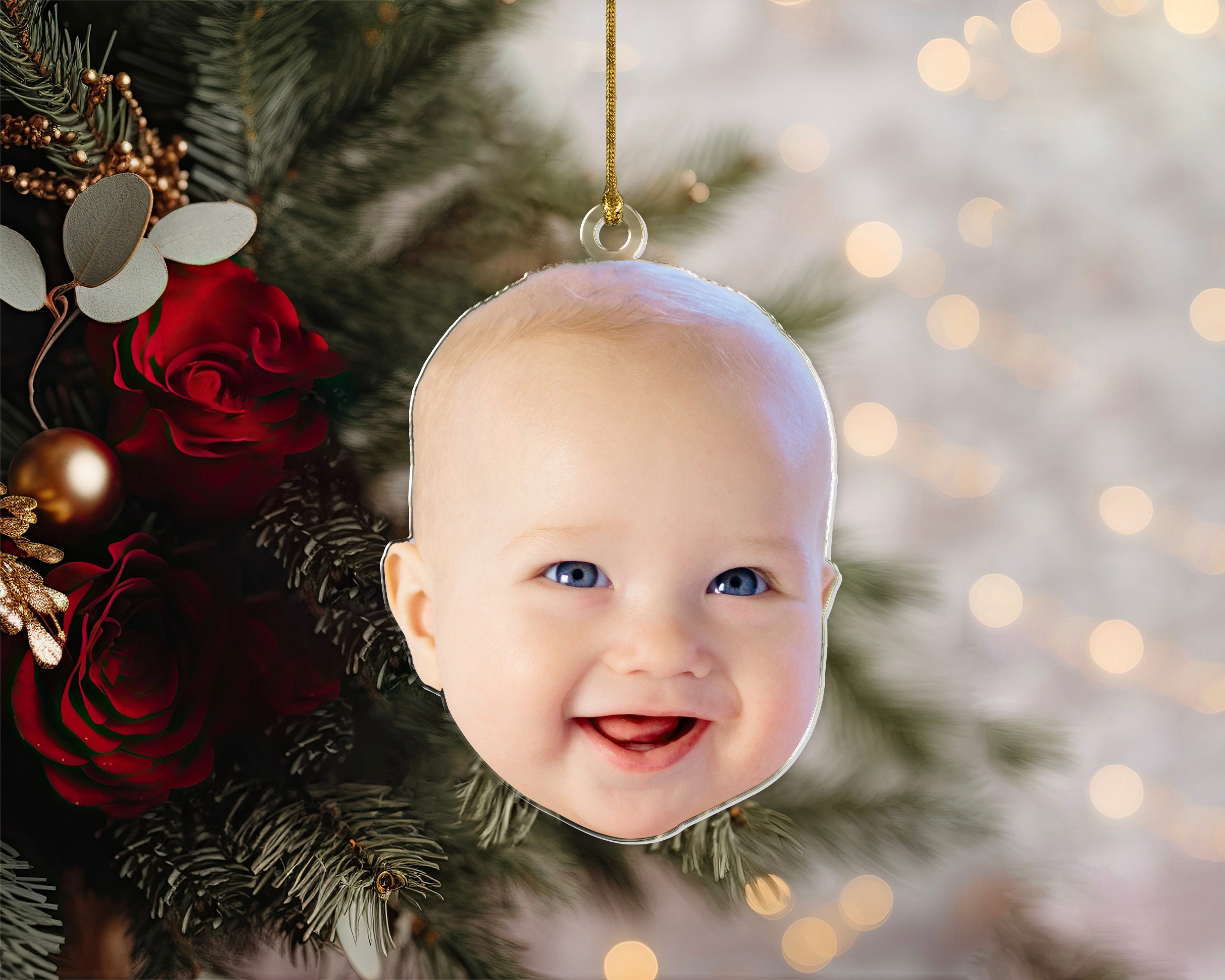Custom Baby Photo Funny Ornament, Personalized Baby Photo Ornament, Baby Photo Keepsake, Gift For Newborn, Baby Face Photo Xmas Ornament