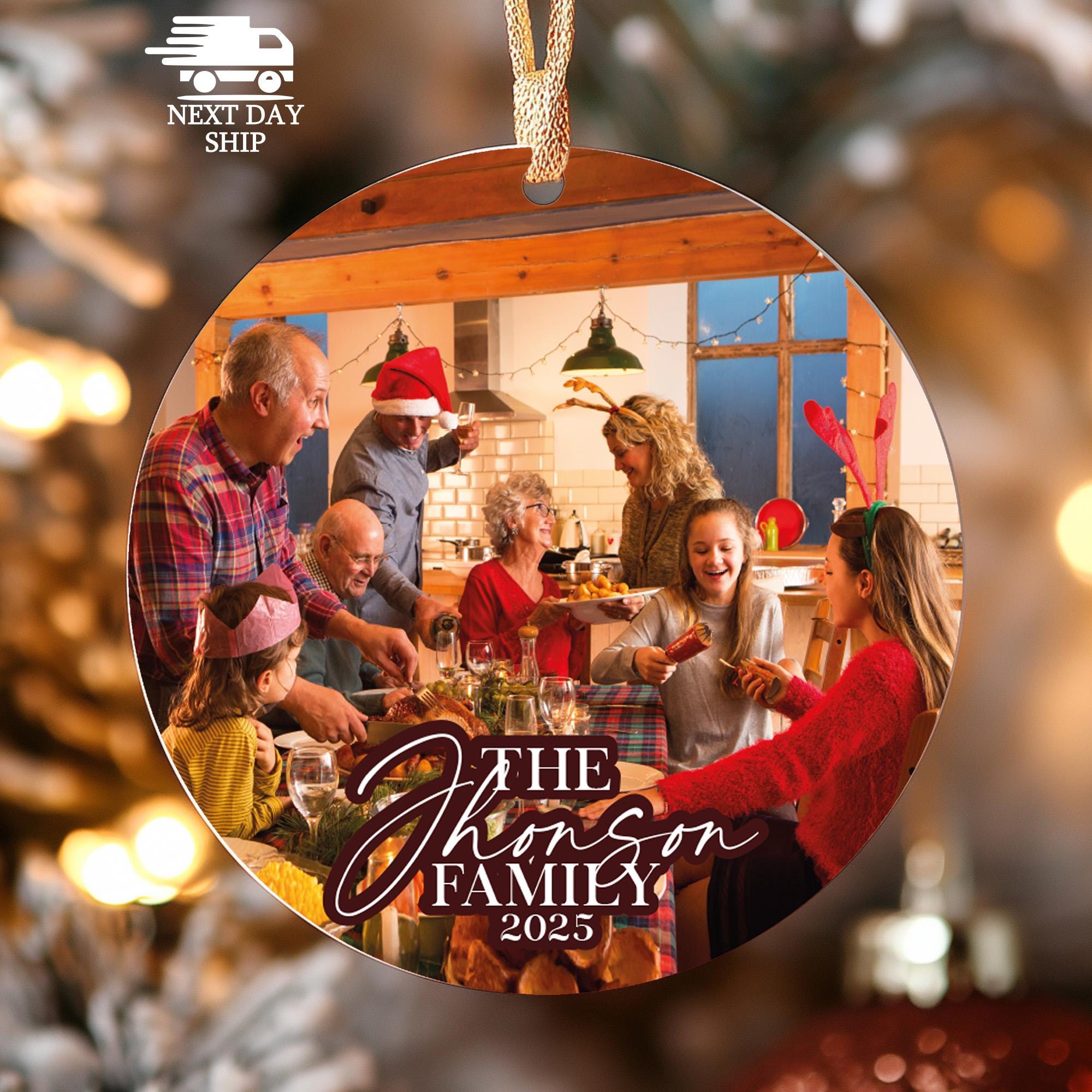 Custom Family Name Ornament, Personalized Photo Christmas Ornament, Customizable Family Portrait Ornament, Gift For Family, Family Keepsake