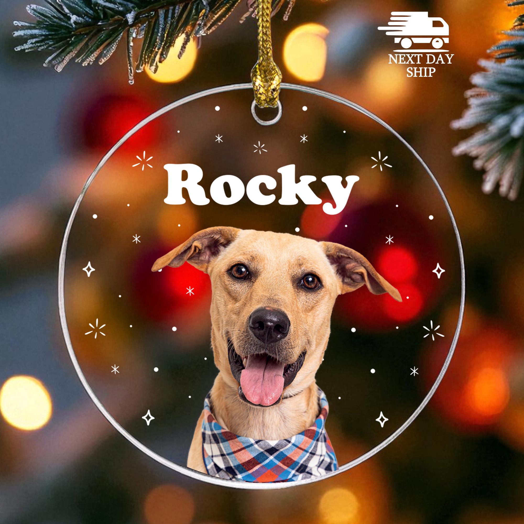 Personalized Photo Dog Name Ornament, Custom Photo Pet Keepsake Gift, Gift For Dog Lover, Pet Photo Christmas Ornament Pet Memorial Keepsake