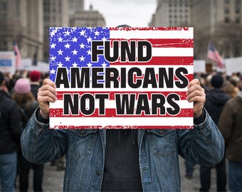 Fund Americans Not Wars Protest Sign, Double or Single Side Print Corrugated Plastic, Political Yard Sign