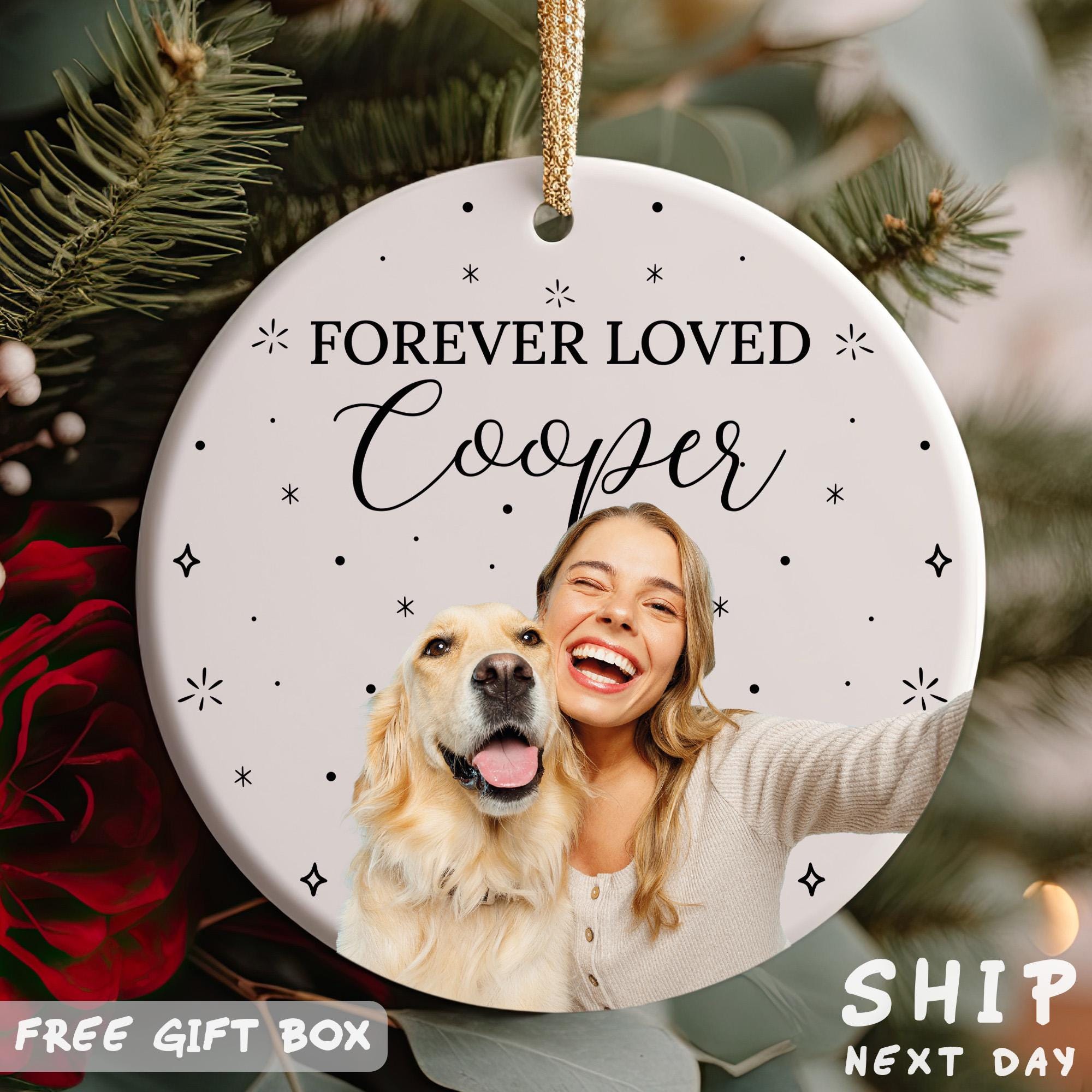 Personalized Dog Photo Memorial Ornament, Personalized Dog Loss Keepsake, Dog Picture Christmas Ornament, Forever Loved Xmas Tree Decoration