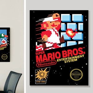 Super Mario Bros - NES Box Art Poster Print- Home Geschenk - Retro Gaming Dekor - Gamer Geschenk - Hochwertige Retro Nintendo Box Kunstwerke