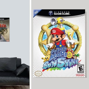 Nintendo Super Mario Sunshine - Retro Video Game Box Art - Video Game Poster Print - Game Room - High Quality Retro Nintendo Box artworks