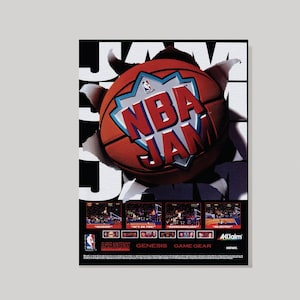 Poster NBA JAM Basketball - Poster d&#39;art de jeu vidéo - Poster de jeu vidéo - Poster de jeu NBA - Cadeau rétro pour la maison - Oeuvres d&#39;art murales