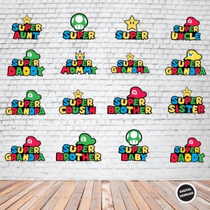 Super Mario Family SVG Bundle | Printable Wall Art | Mario Brothers Kids Room Décor | Mario Nursery Poster