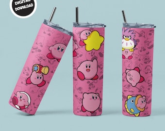Diseño de vaso con estampado de dibujos animados - Vaso delgado de 20 oz, impresión PNG por sublimación - Diseño adorable para vasos - Descarga instantánea