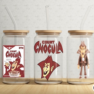 Halloween Tumbler Wrap - Monster Cereal Art - Count Chocula - 16oz Libbey Can Glass - Full Glass Can Wrap- UV - DTF Wrap - Digital PNG
