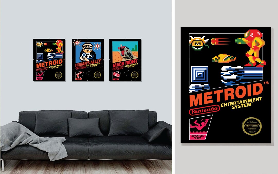 Retro NES Box Art Video Game Poster Print Metroid Home Gift Game Room