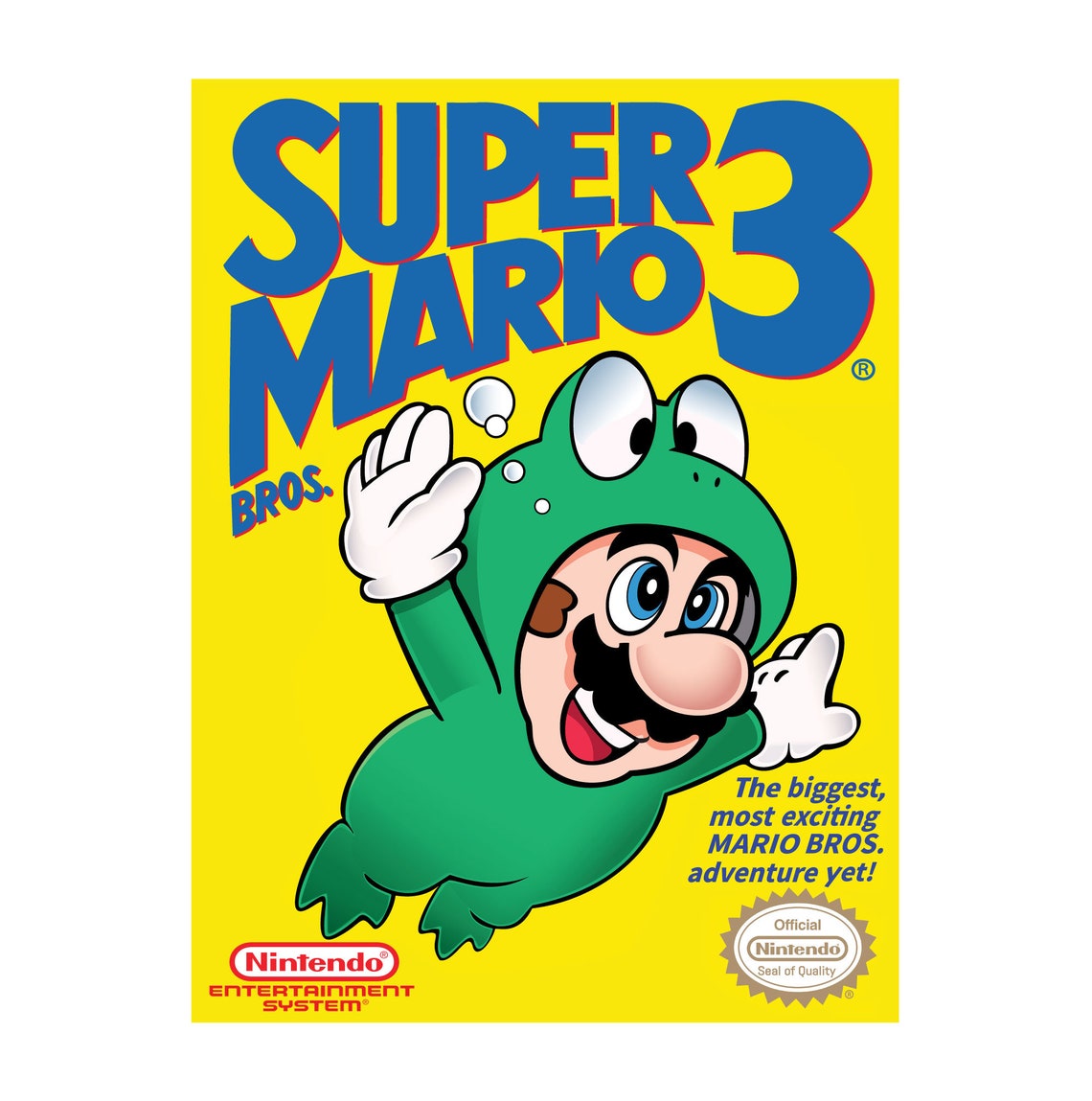 Super Mario Bros 3 NES Box Art Poster Print Frog Suit Mario Etsy