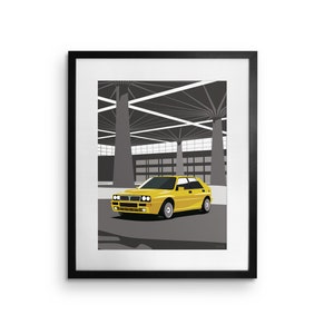 Lancia Delta Integrale HF Evoluzione II Stampato su carta fine art bianco, illustrazioni, poster, stampa auto, compleanno, stampa a parete