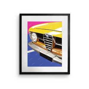 Alfa Romeo Giulia Sprint GT Veloce | Stampato su carta fine art bianco naturale, regalo, illustrazioni, poster, stampa auto, stampa a parete