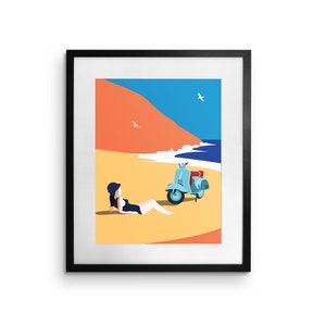 Vespa Piaggio | Il mito Stampato su carta fine art bianco naturale, regalo, illustrazioni, poster, stampa auto, compleanno, stampa a parete