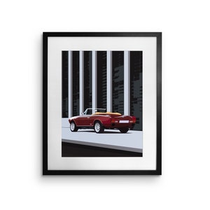 Fiat 124 Spider Europa DS Stampato su carta fine art bianco, regalo, illustrazioni, poster, stampa auto, compleanno, stampa a parete