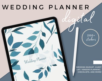 Wedding Digital Planner: Goodnotes & Notability Compatible, 200+ Stickers (Instant Download)