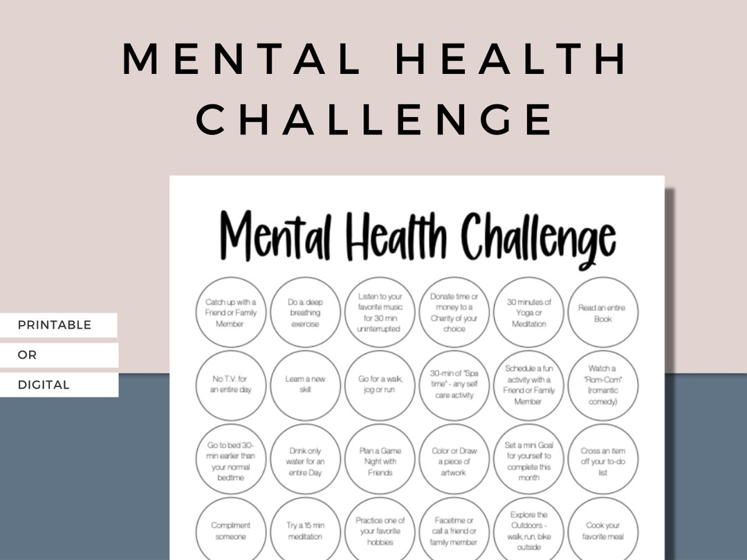 PRINTABLE Mental Health Game, Self Care Bingo, Mental Health Challenge
