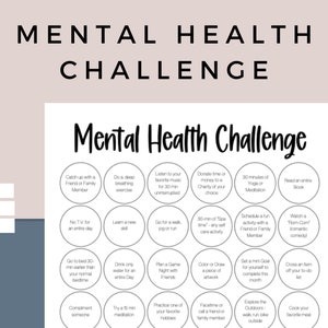 PRINTABLE Mental Health game, Self Care Bingo, Mental Health Challenge, Wellness, Wellness Week, Self Care Challenge, Self Care Checklist
