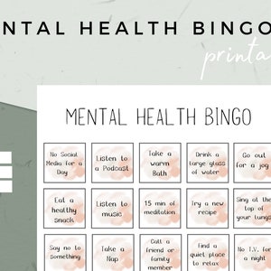 PRINTABLE Mental Health game, Self Care Bingo, Mental Health Challenge, Wellness, Wellness Week, Self Care Challenge, Self Care Checklist