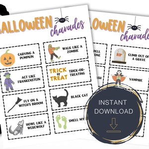 PRINTABLE Halloween Charades, Halloween Games, Charades, Kids Games, Halloween Decorations, Halloween Decor, Party Game, Kids Game, Party