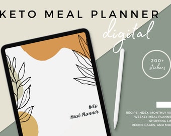 Keto Digital Planner: Food Diary, Meal Plan, Recipes (200+ Stickers)
