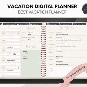Vacation Digital Planner: Itinerary, Budget, Stickers (Goodnotes, Notability)