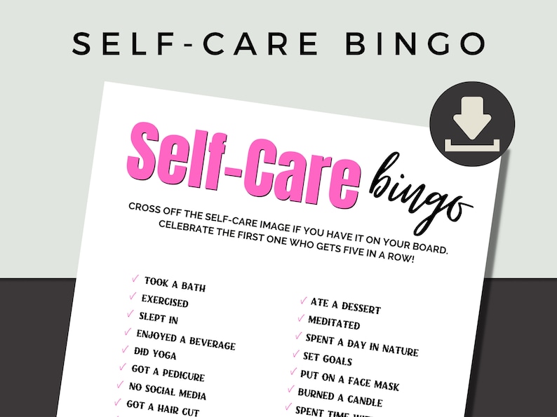 Printable Self Care Bingo Cards Bingo Mental Health Etsy