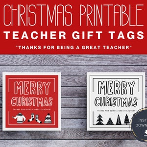 PRINTABLE Christmas Teacher Thank You Gift Tag, Teacher Appreciation ...