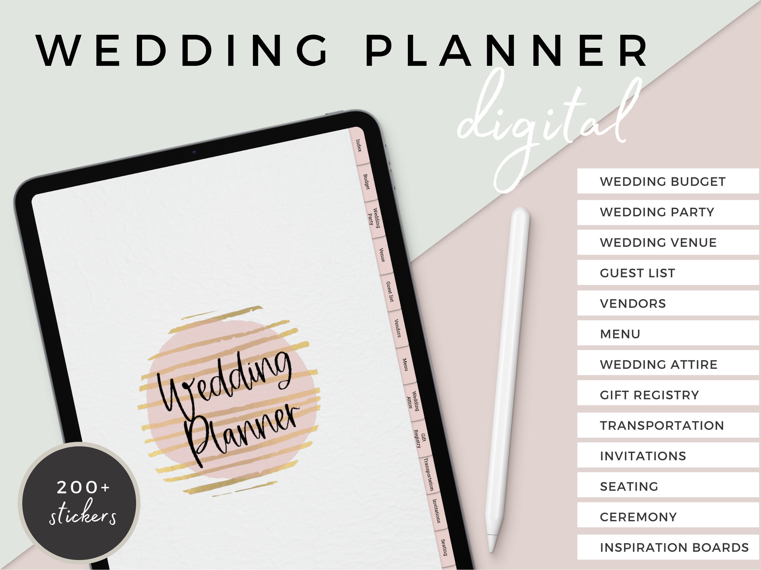 Digital Wedding Planner, iPad Wedding Planner, Wedding Goodnotes