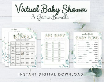 INSTANT DOWNLOAD, Virtual Baby Shower Game Bundle, Virtual Games, Zoom Games, Baby Shower, Quarantine, Party Games, Baby Sprinkle, Bingo