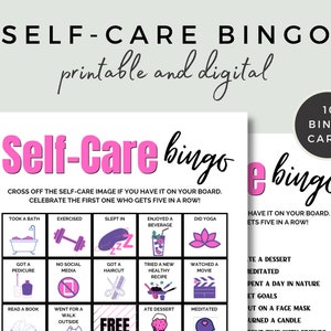 PRINTABLE Self Care Bingo Cards, Bingo, Mental Health Challenge, Wellness Month, Wellness Week, Self Care Checklist, Self Care Challenge