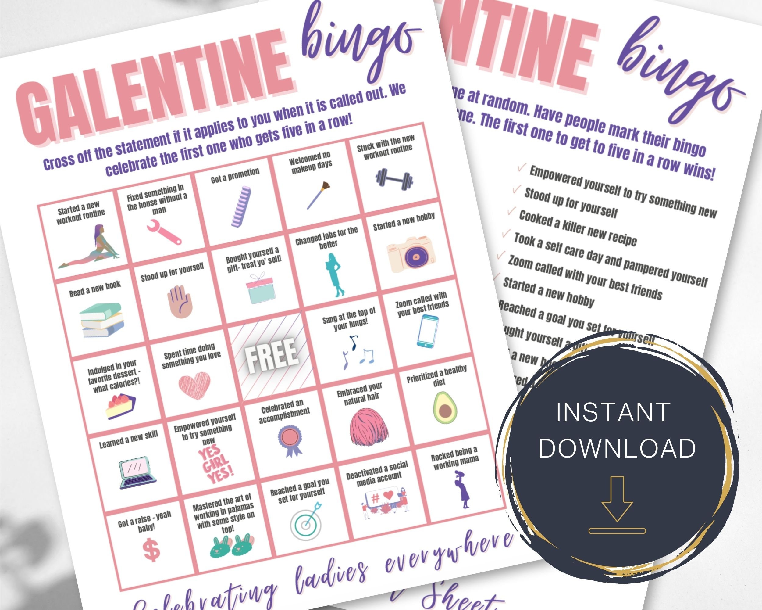 PRINTABLE Galentine's Day Bingo Cards, Bingo, Galentine's Day Game ...