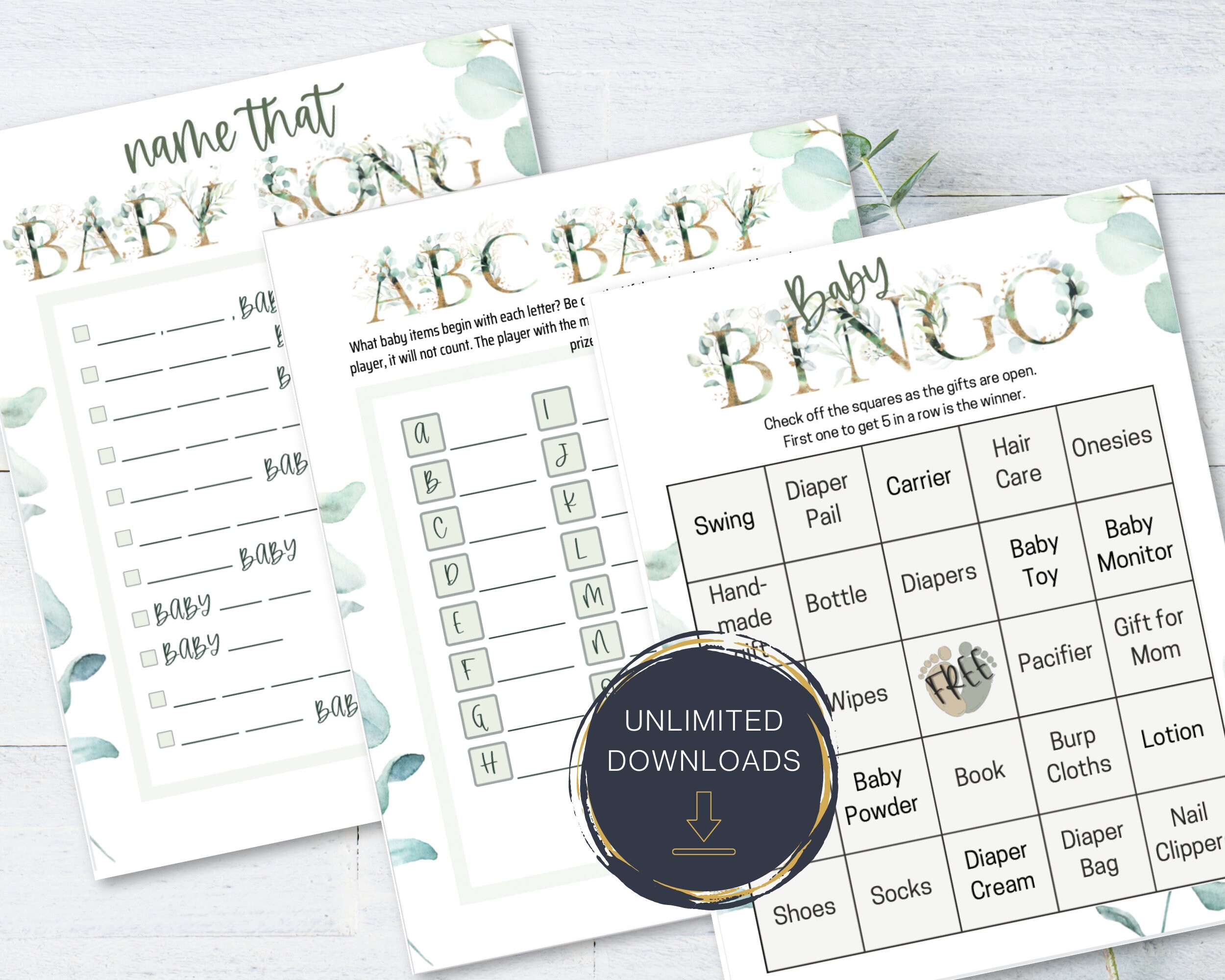 INSTANT DOWNLOAD, Virtual Baby Shower Game Bundle, Virtual Games, Zoom