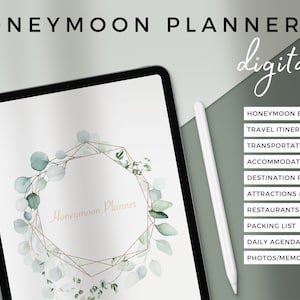 Honeymoon Planner, Honeymoon Digital Planner, Honeymoon Printable Planner, Honeymoon Book, Honeymoon Journal, Honeymoon Itinerary, Honeymoon