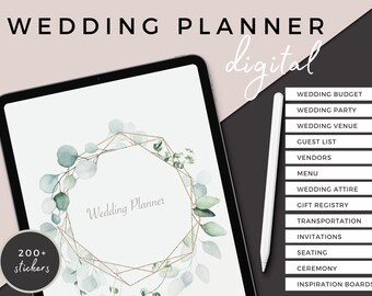 Digital Wedding Planner for Goodnotes & Notability: 200+ Stickers (iPad)