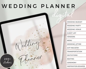 iPad Digital Wedding Planner, Goodnotes Notability Compatible, 200+ Stickers (Digital Download)