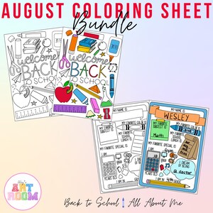 August Coloring Sheet Bundle - Coloring Pages, Holiday Coloring for Kids and Adults, Back to School, All About Me