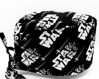 Skrubbemössa Star Wars-inspirerad | Kirurgisk mössa i bomull med knytning | Sjuksköterska läkare kirurg veterinär CRNA-present | Medicinsk mössa för män | Handgjord i Kanada