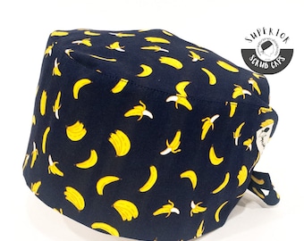 Men / Women Banana Scrub Cap, silly food cap, funny banana scrub cap, surgeon, doctor, nurse, dentist, vet, Superior Scrub Caps Canada