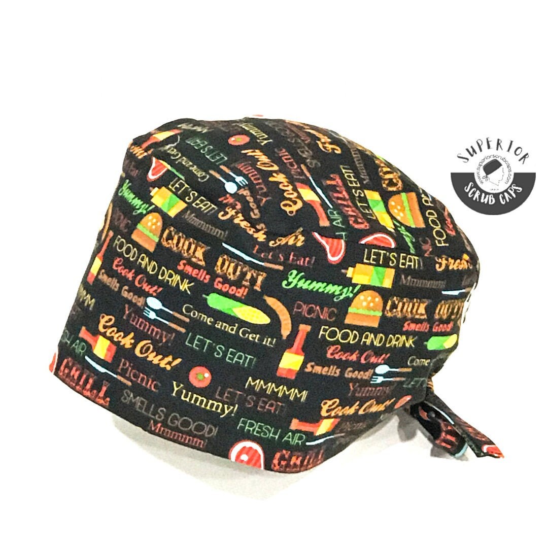 Mens Scrub Cap BBQ TIME Summer Fun 