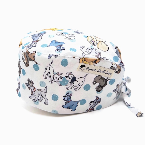Disney Dogs Print Scrub Cap, 3 styles, Tie-Back, Adjustable, Canadian Made