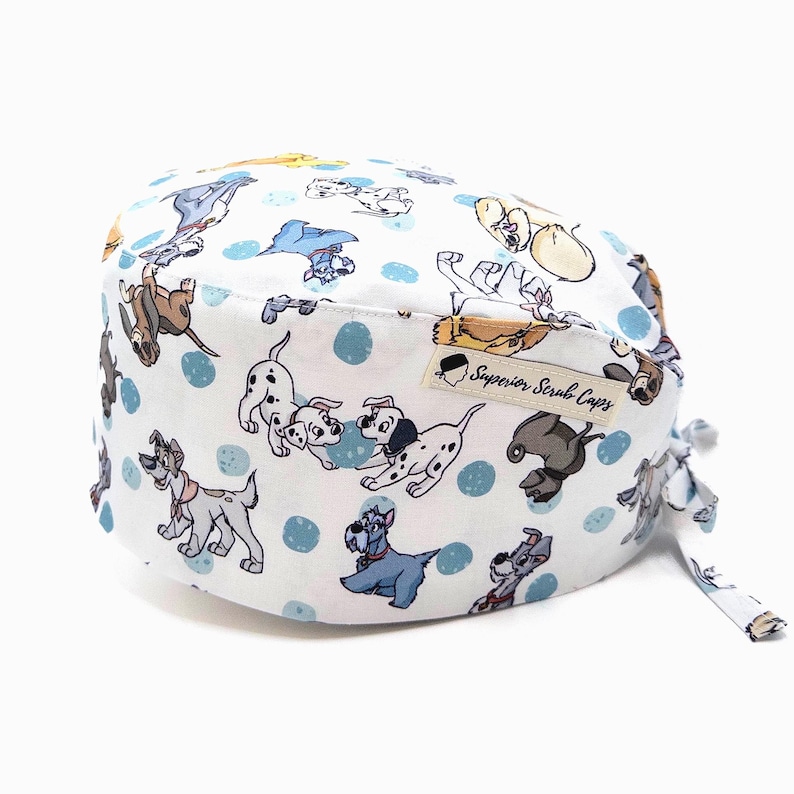Disney Dogs Print Scrub Cap, 3 styles, Tie-Back, Adjustable, Canadian Made image 1