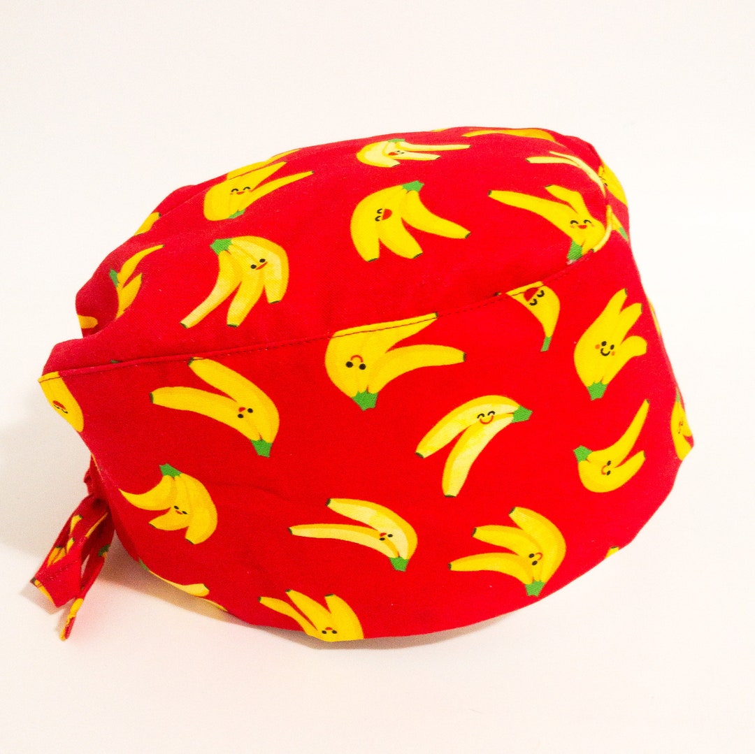 Men / Women Banana Scrub Cap, Silly Food Cap, Funny Banana Scrub Cap