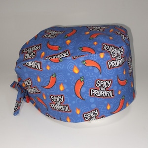 Men / Women Anesthesia Scrub Cap, (2 sizes, sating lining option), SPICY like PROPOFOL,  tie-back adjustable, Superior Scrub Caps