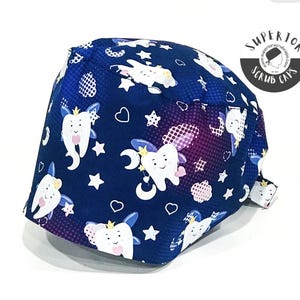 Dental Scrub Cap, Men / Women surgical cap tie-back, (3 styles) oral surgeon, dentist, dental assistant, hygienist, Superior Scrub Caps Tooth Fairy