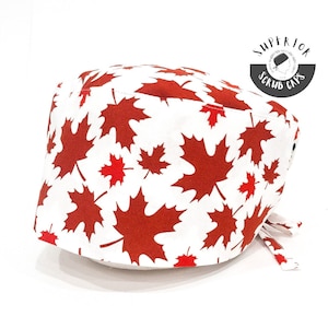 Men’s / Women's Scrub Cap, Maple Leaf surgical cap, tie-back adjustable skullcap, durable, doctor gift, surgeon, Superior Scrub Caps Canada