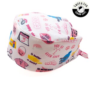 Gorro quirúrgico con frases de la película "Chicas pesadas": Estilos con cola de caballo y solideo, opción con forro de satén, anudado en la parte posterior, gorros quirúrgicos superiores de Canadá